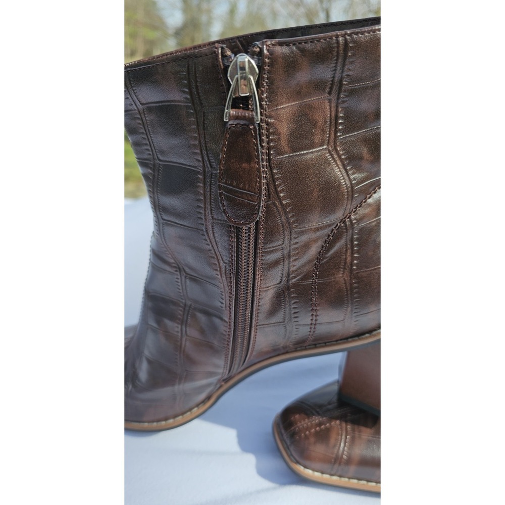 MOTIMODEN Womens Booties Low Mid Heel Ankle Boots Square Toe Chunky Short Size 9 - Picture 6 of 13